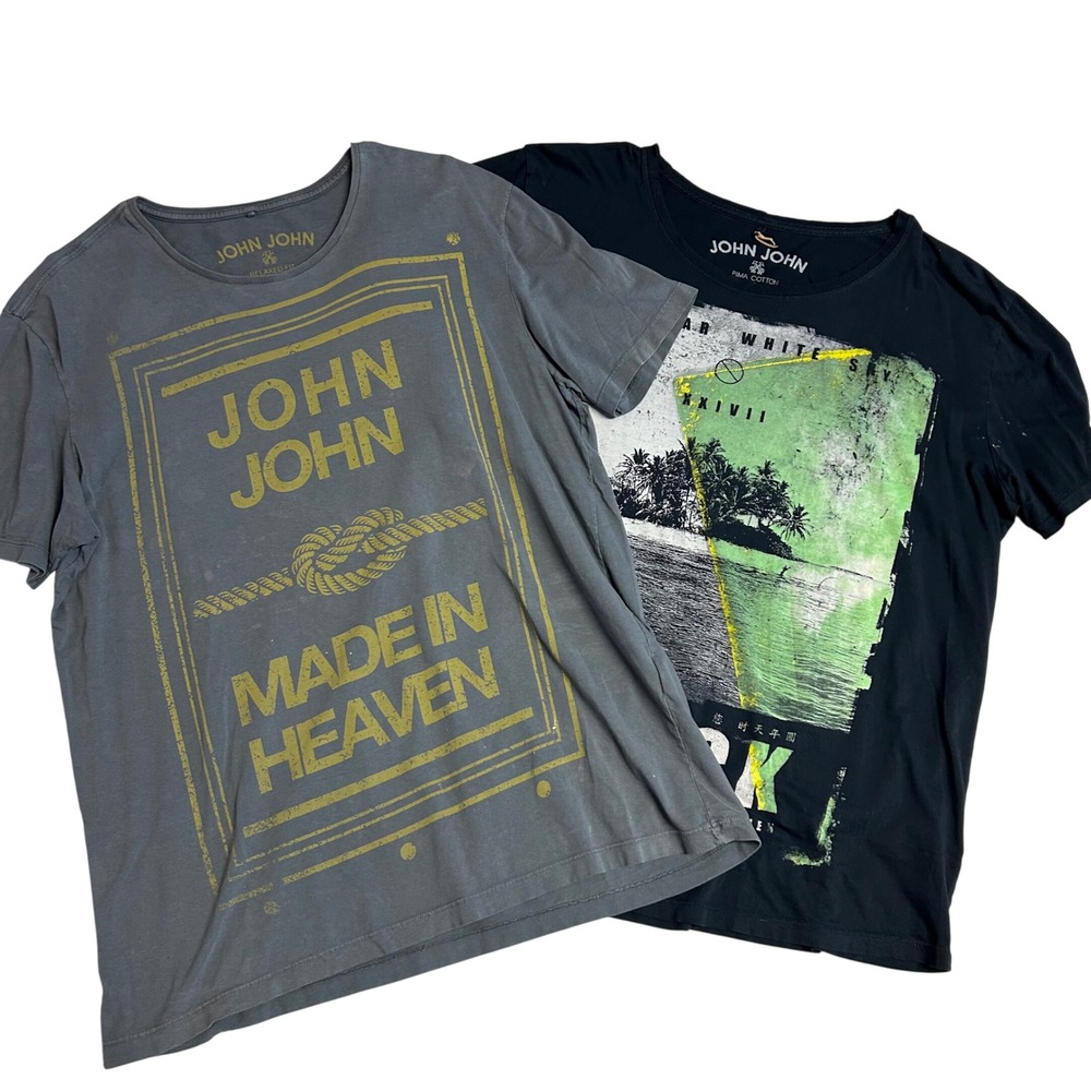 Grunge‎ 2pc lot John John Made In Heaven Mens Graphic T-Shirt 2pc Bundle Large